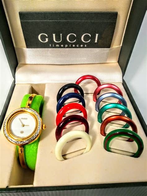 reloj gucci vintage intercambiable|gucci watches with bezels.